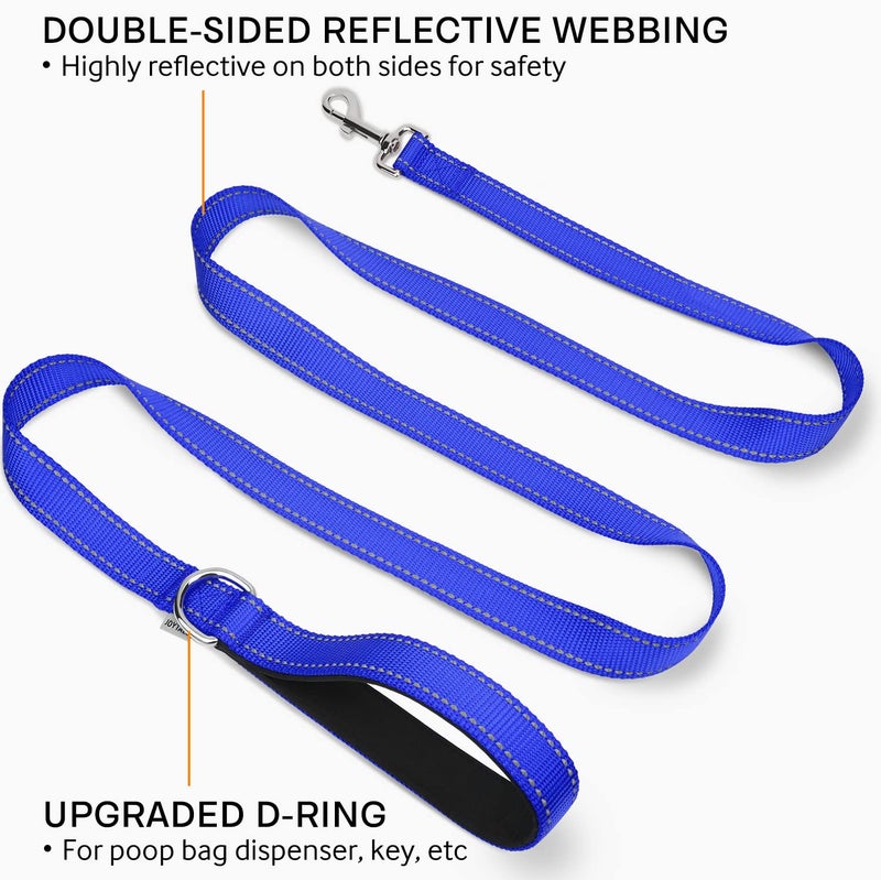 Joytale Double-Sided Reflective Dog Leash, 6 FT/5 FT/4 FT, Padded Handle Nylon Heavy Duty Leashes for Small & Medium Dogs Walking, Navy Blue, 6FT - Image 2